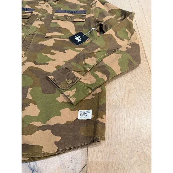Rare Stussy Camo  International Worldwide Tribe Button Up Shirt  Mens XL - Picture 2 of 11